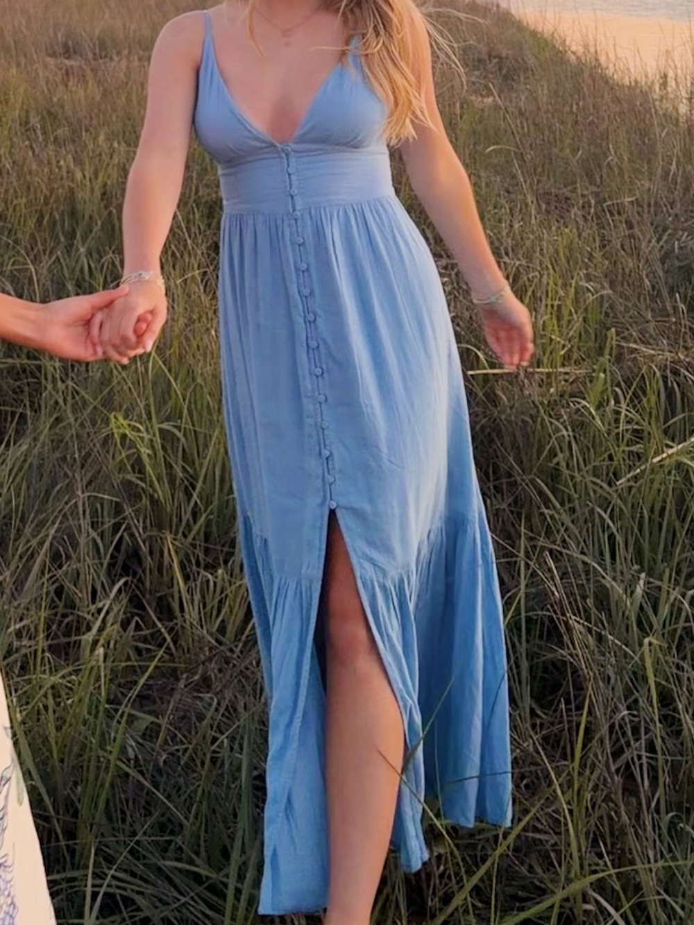 Abercrombie & Fitch Dusty Blue Button-Front Dress